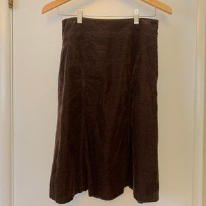 Anthropologie chocolate brown corduroy skirt.